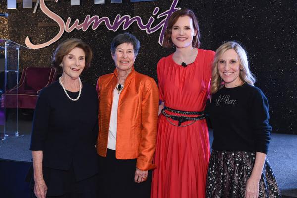 (Left to right) Laura Bush, Lyda Hill, Geena Davis, and Nicole Small