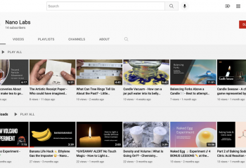 Screenshot of Nanolabs YouTube page